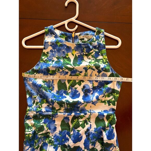 Milly For Design Nation Blue + Green Floral Sleeveless Mini Dress Size 4 - Picture 10 of 12